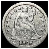 1845 Silver Seated Liberty Dime NEARLY UNCIRCULATE