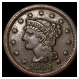 1851 Braided Hair Large Cent CLOSELY UNCIRCULATED