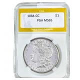 1884-CC Morgan Silver Dollar PGA MS65
