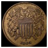 1864 Bronze Two-Cent Piece CHOICE AU