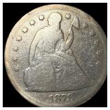 1871 Silver Seated Liberty Dollar NICELY  CIRCULA