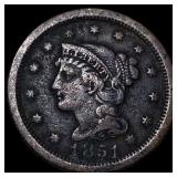 1851 Braided Hair Large Cent NICELY CIRCULATED