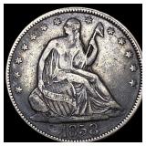1858 Silver Half Dollar (Seated Liberty) NEARLY UN