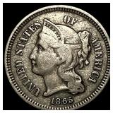 1865 Nickel Three-Cent Piece ABOUT UNCIRCULATED