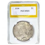 1934 Silver Peace Dollar PGA MS65
