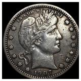 1907-S Silver Barber Quarter NEARLY UNCIRCULATED