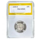1939-D Mercury Silver Dime PGA MS66