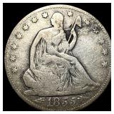 1855 Arrows Seated Liberty Half Dollar ABOUT UNCIR