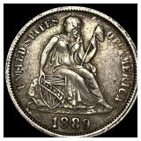 1889 Silver Seated Liberty Dime CLOSELY UNCIRCULAT