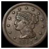 1851 Braided Hair Large Cent CLOSELY UNCIRCULATED