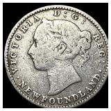 1882-H Silver 10 Cents Newfoundland ABOUT UNCIRCUL