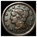 1851 Braided Hair Large Cent ABOUT UNCIRCULATED