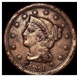1851 Braided Hair Large Cent NEARLY UNCIRCULATED