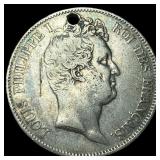1830-W France Silver 5 Francs NICELY  CIRCULATED