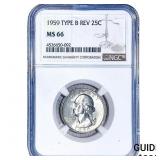 1959 Washington Silver Quarter NGC MS66 Type B Rev