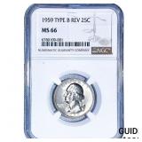 1959 Washington Silver Quarter NGC MS66 Type B Rev