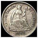 1867-S Silver Half Dime NEARLY UNCIRCULATED