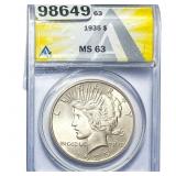 1935 Silver Peace Dollar ANACS MS63