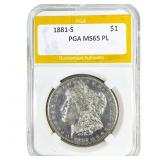 1881-S Morgan Silver Dollar PGA MS65 PL