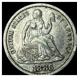 1886 Seated Liberty Dime NEARLY UNCIRCULATED