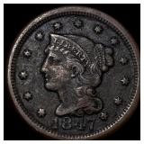 1847 Braided Hair Large Cent NEARLY UNCIRCULATED