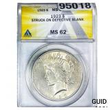 1923 Silver Peace Dollar ANACS MS62 Defective