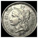 1867 Nickel Three-Cent Piece NEARLY UNCIRCULATED