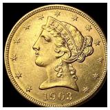 1903 Gold $5 Liberty Head Half Eagle  UNCIRCULATE