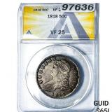 1818 Capped Bust Half Dollar ANACS VF25