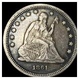 1861 Seated Liberty Quarter NEARLY  UNCIRCULATED