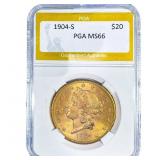 1904-S $20 Gold Double Eagle PGA MS66