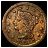 1849 Braided Hair Large Cent CLOSELY UNCIRCULATED