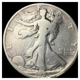 1921-D Silver Walking Liberty Half Dollar  NICELY