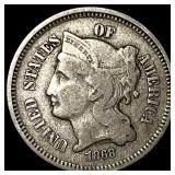 1868 Nickel Three-Cent Piece ABOUT UNCIRCULATED