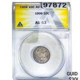 1906 Barber Dime ANACS AU53