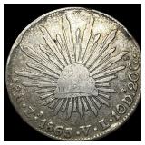 1863-Zs Mexico Silver 8 Reales ABOUT UNCIRCULATED