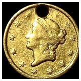 1853 Gold $1 Liberty Head (holed) HIGH GRADE