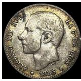 1883-MS-M Sapin Silver 1 Peseta