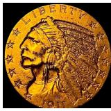 1911 Indian Head Half Eagle $5 Gold NEARLY UNCIRCU