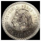 1948 Mexico Silver 5 Pesos Cuauhtmoc UNCIRCULATED