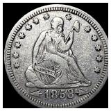 1853 Arrows Seated Liberty Quarter LIGHTLY CIRCULA