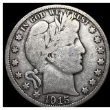 1915-S Silver Barber Half Dollar LIGHTLY CIRCULATE