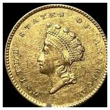 1854 Gold $1 Indian Head Type 2 CHOICE AU