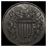 1864 Bronze Two-Cent Piece NEARLY UNCIRCULATED