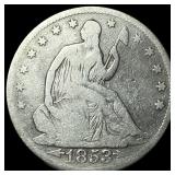 1853 Arrows/Rays Seated Liberty Half Dollar  LIGH