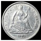 1861 Silver Seated Liberty Half Dime CLOSELY  UNC