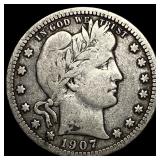 1907-S Silver Barber Quarter CLOSELY UNCIRCULATED