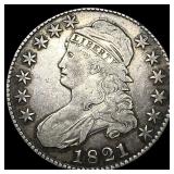 1821 Silver Capped Bust Half Dollar NEARLY UNCIRCU