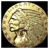 1909 Indian Head $5 Gold Half Eagle CLOSELY UNCIRC
