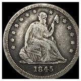 1845 Silver Seated Liberty Quarter LIGHTLY  CIRCU